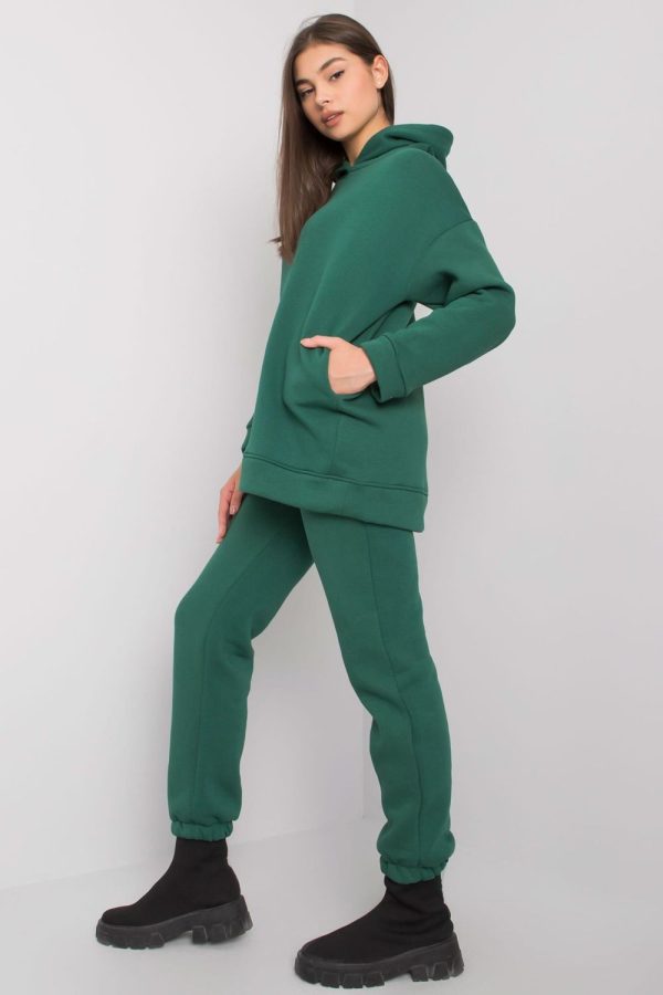 Green Set in Pants, Trousers, Shorts with Cotton and Spandex