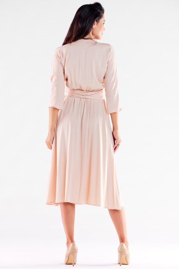 Beige Daydress in Day Dresses with Spandex and Viscose