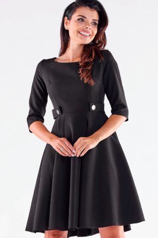 970806 Black Daydress in Day Dresses with Spandex and Polyester