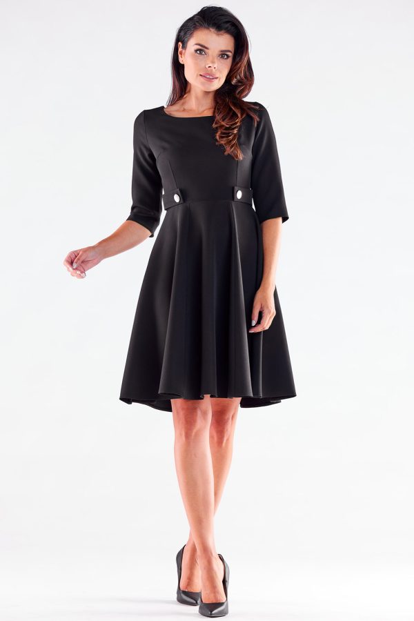 Black Daydress in Day Dresses with Spandex and Polyester