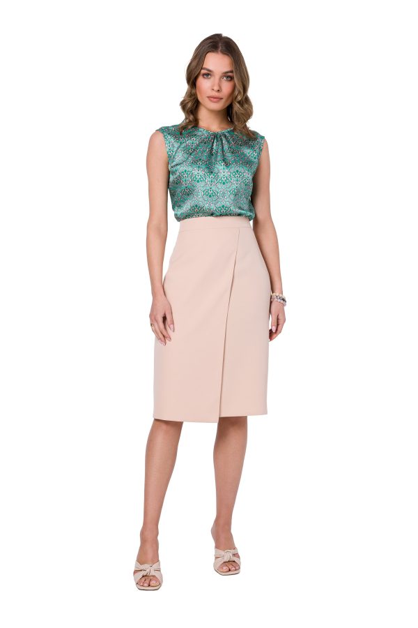 Beige Skirt in Skirts with Spandex and Polyester
