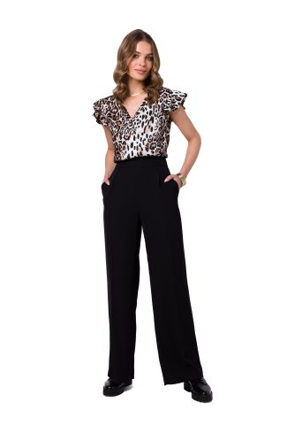 Black Women Trousers in Pants, Trousers, Shorts with Spandex and Polyester