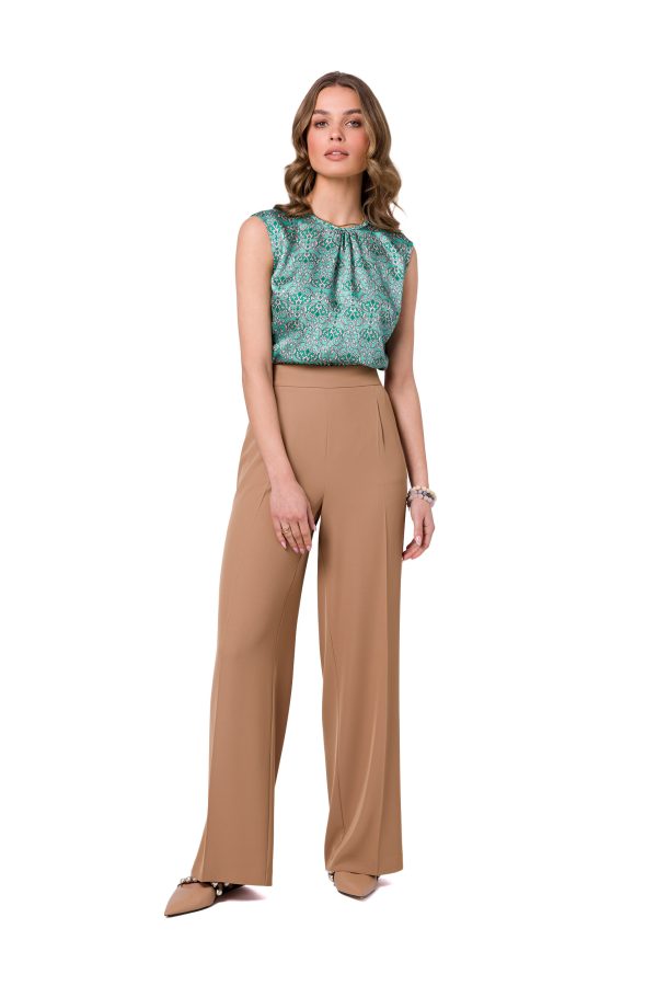 Beige Women Trousers in Pants, Trousers, Shorts with Spandex and Polyester