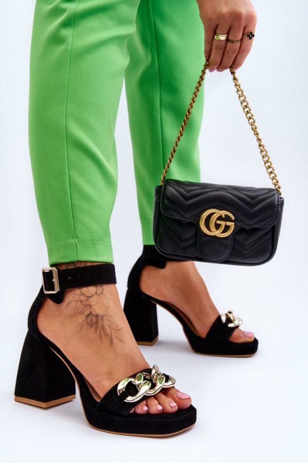 Black Heel Sandals in Sandals & Flip-Flops For Women with Fabric, Footbed, Heel Height and Platform Height