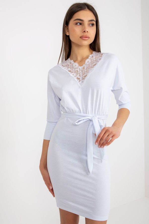 White Daydress in Day Dresses with Cotton and Spandex