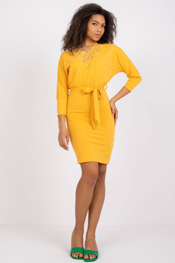 Orange Daydress in Day Dresses with Cotton and Spandex