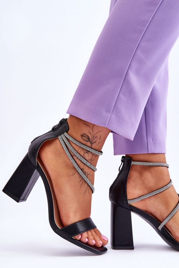 Black Heel Sandals in Sandals & Flip-Flops For Women with Fabric, Footbed and Heel Height