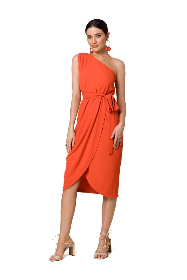 Orange Cocktail Dress in Formal Dresses, Cocktail Dresses with Spandex and Polyester