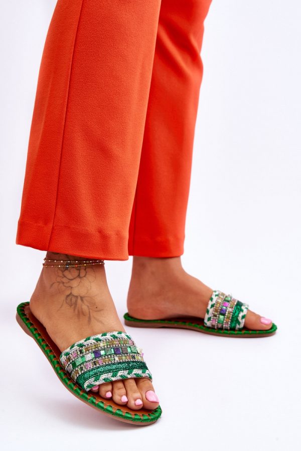 Green Flip-flops in Sandals & Flip-Flops For Women with Fabric and Footbed