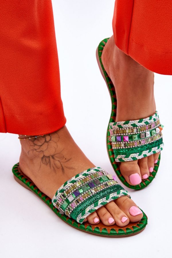 Green Flip-flops in Sandals & Flip-Flops For Women with Fabric and Footbed
