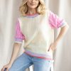 975143 Yellow Short Sleeve Sweater in Sweaters, Pullovers, Jumpers, Turtlenecks, Boleros, Shrugs with Acrylic, Polyamide, Polyester and Wool