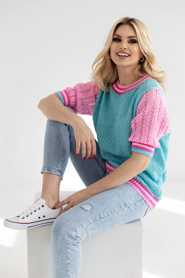 Green Short Sleeve Sweater in Sweaters, Pullovers, Jumpers, Turtlenecks, Boleros, Shrugs with Acrylic, Polyamide, Polyester and Wool