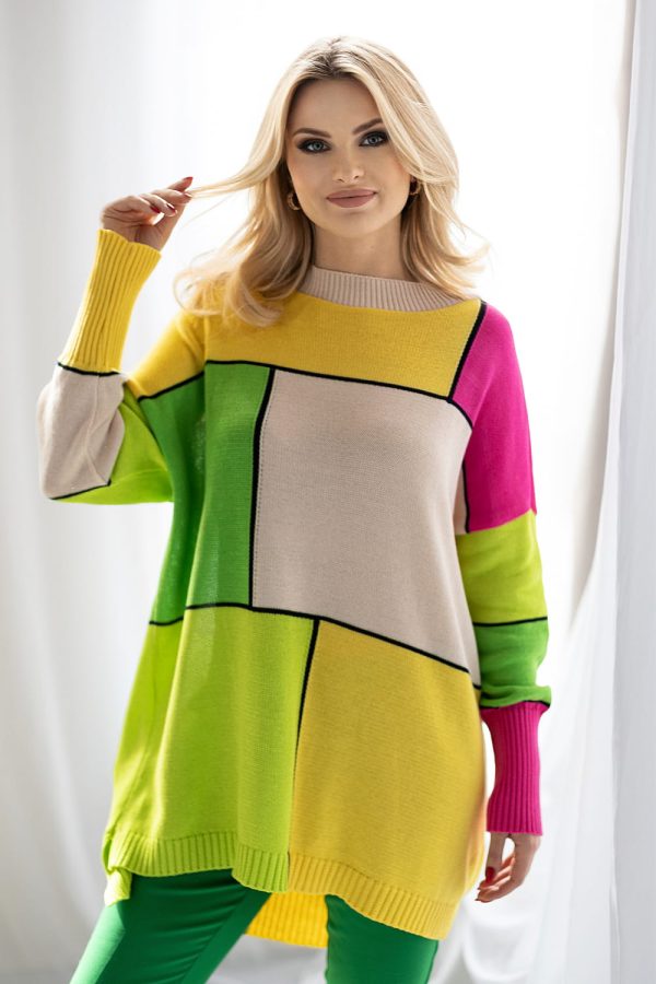 Multicolor Jumper in Sweaters, Pullovers, Jumpers, Turtlenecks, Boleros, Shrugs with Acrylic and Cotton