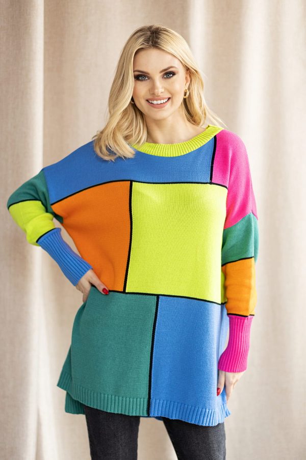 Multicolor Jumper in Sweaters, Pullovers, Jumpers, Turtlenecks, Boleros, Shrugs with Acrylic and Cotton