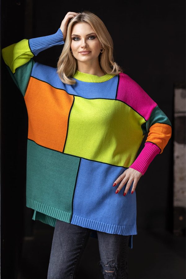 Multicolor Jumper in Sweaters, Pullovers, Jumpers, Turtlenecks, Boleros, Shrugs with Acrylic and Cotton