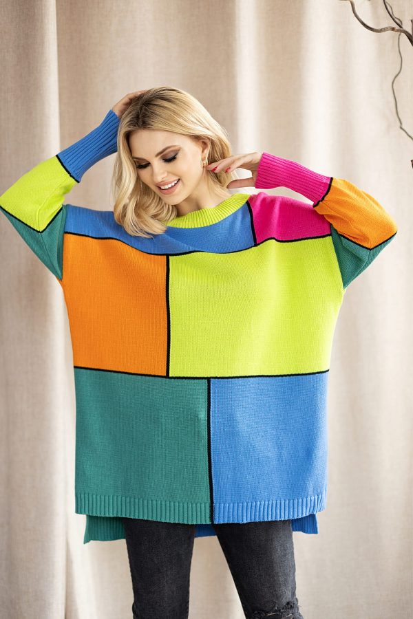 Multicolor Jumper in Sweaters, Pullovers, Jumpers, Turtlenecks, Boleros, Shrugs with Acrylic and Cotton