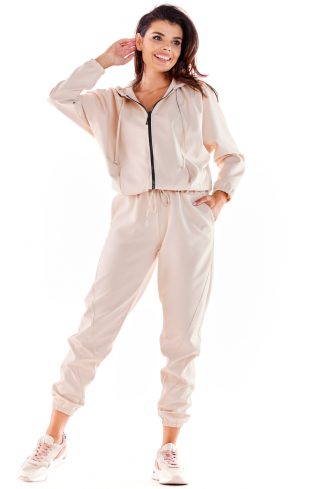 Beige Tracksuit Trousers in Pants, Trousers, Shorts with Spandex and Polyester