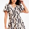Beige Daydress in Day Dresses with Spandex and Polyester