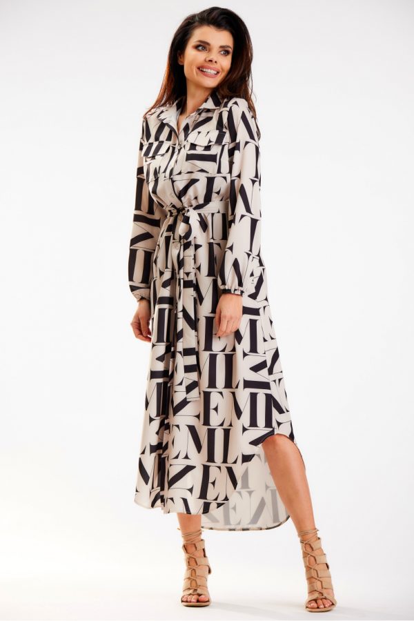 Beige Daydress in Day Dresses with Spandex and Polyester