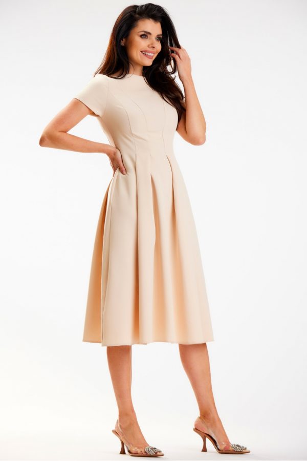 Beige Daydress in Day Dresses with Spandex and Polyester