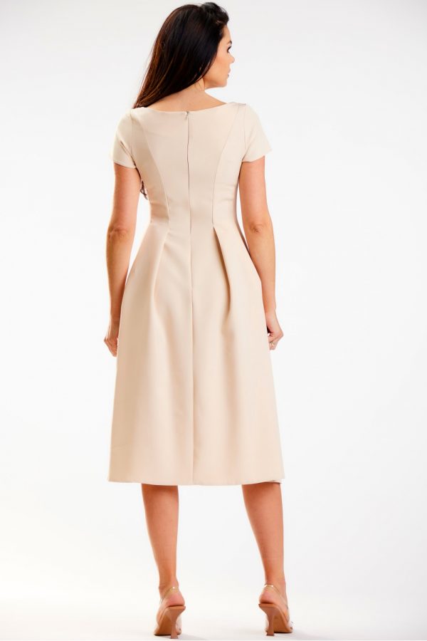 Beige Daydress in Day Dresses with Spandex and Polyester