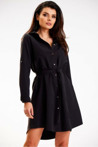 975249 Black Daydress in Day Dresses with Spandex and Polyester
