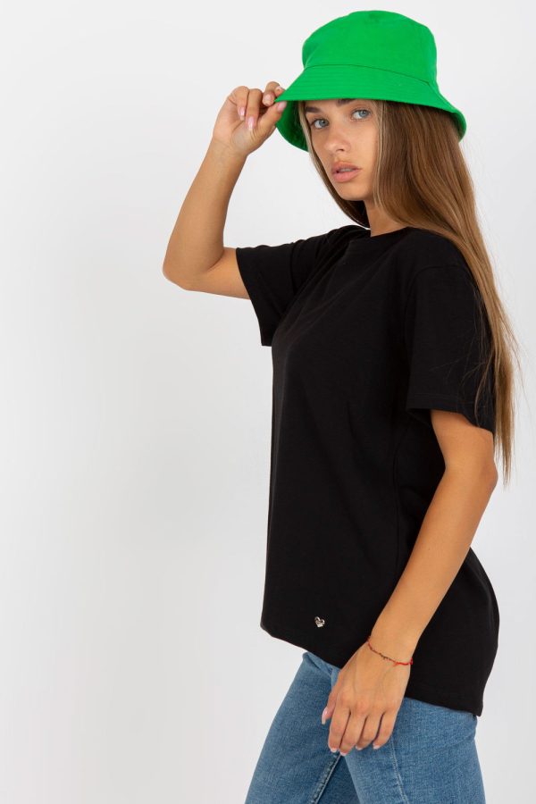 Black T-shirt in Women`s Tops, T-shirts, Singlets with Cotton and Spandex