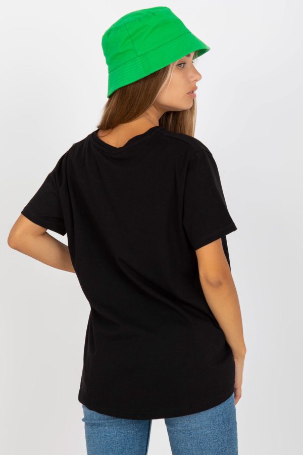 Black T-shirt in Women`s Tops, T-shirts, Singlets with Cotton and Spandex