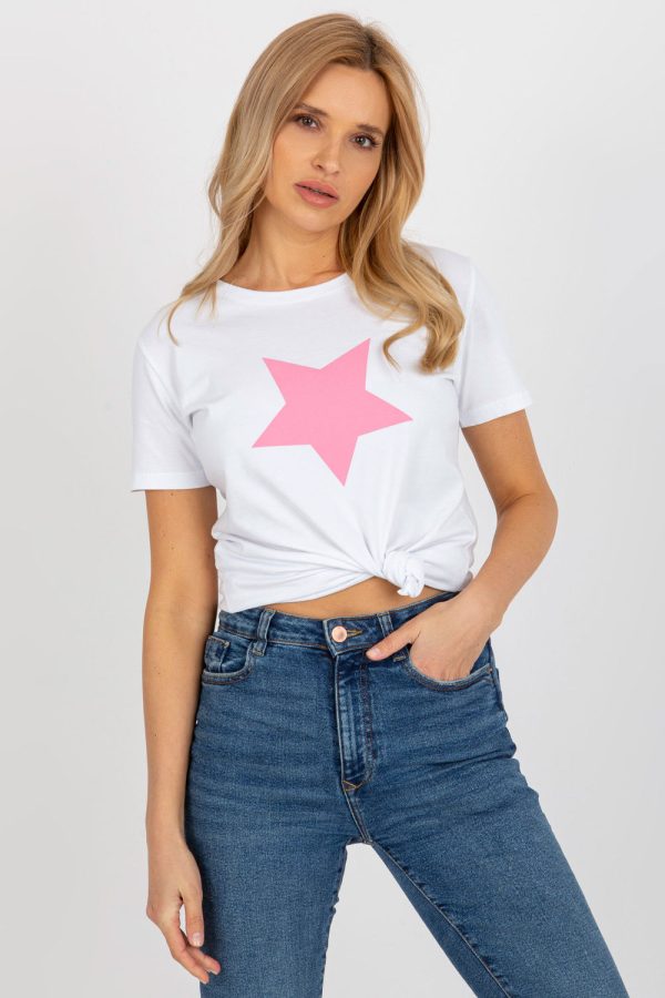 Pink T-shirt in Women`s Tops, T-shirts, Singlets with Cotton and Spandex