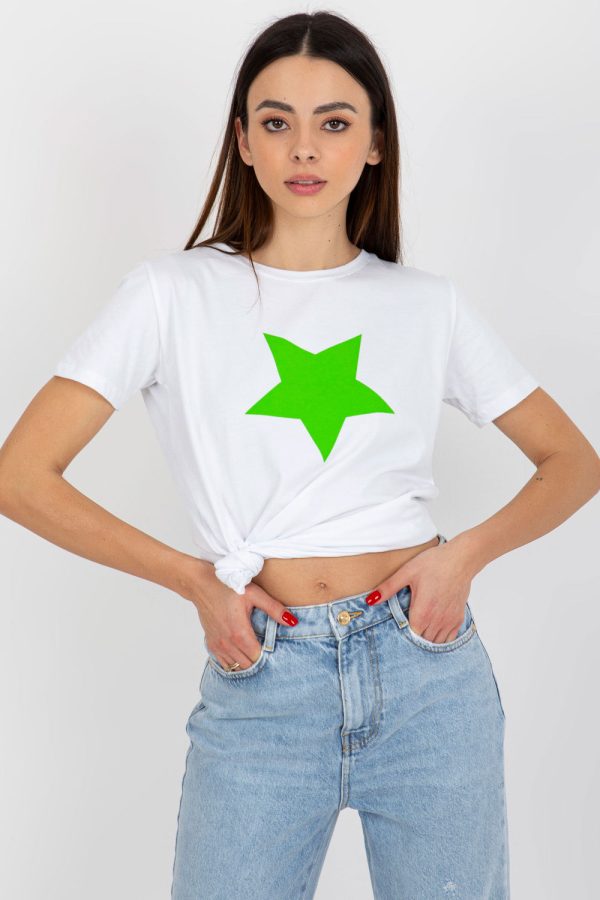 Green T-shirt in Women`s Tops, T-shirts, Singlets with Cotton and Spandex