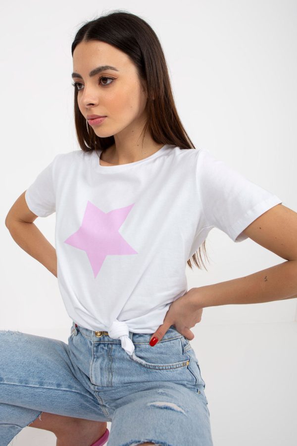 White T-shirt in Women`s Tops, T-shirts, Singlets with Cotton and Spandex