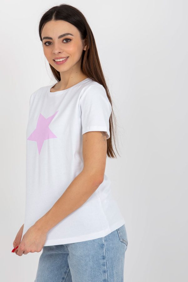 White T-shirt in Women`s Tops, T-shirts, Singlets with Cotton and Spandex