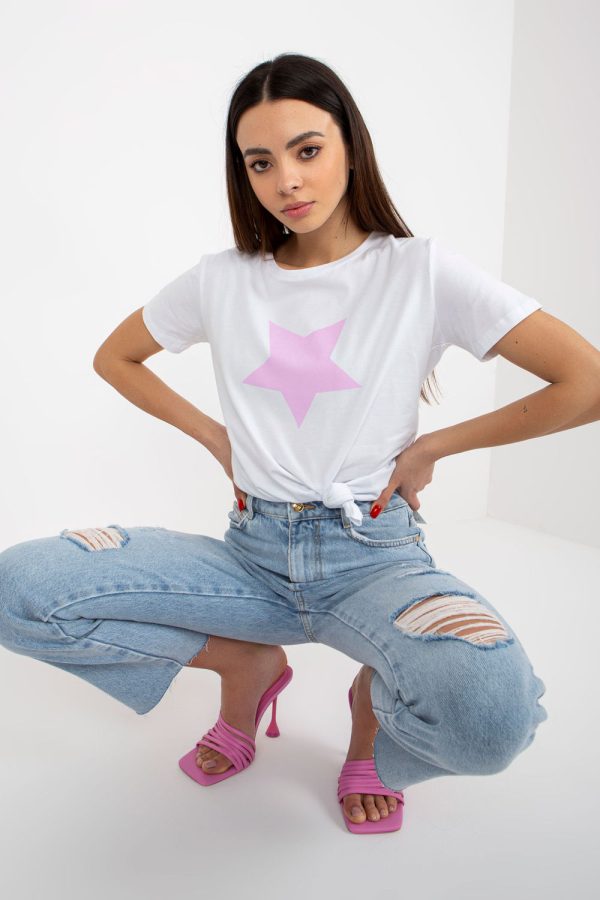 White T-shirt in Women`s Tops, T-shirts, Singlets with Cotton and Spandex