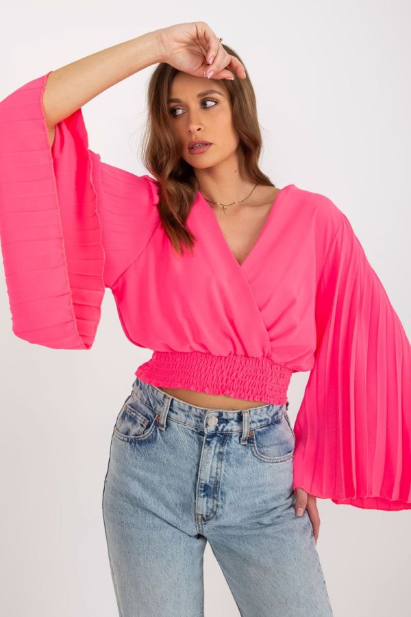 Pink Blouse in Women`s Blouses, Tunics with Spandex and Polyester