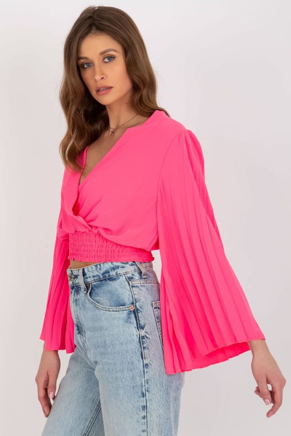 Pink Blouse in Women`s Blouses, Tunics with Spandex and Polyester
