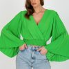 Green Blouse in Women`s Blouses, Tunics with Spandex and Polyester