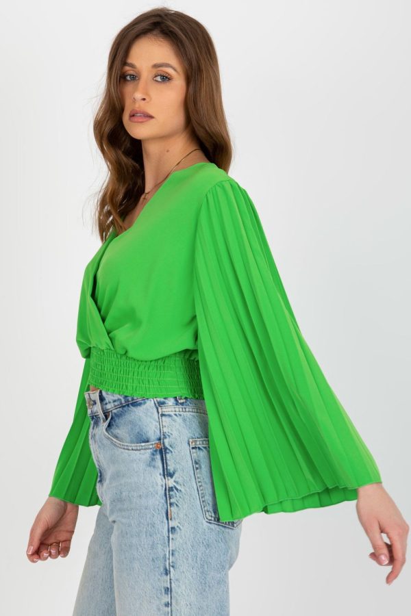 Green Blouse in Women`s Blouses, Tunics with Spandex and Polyester