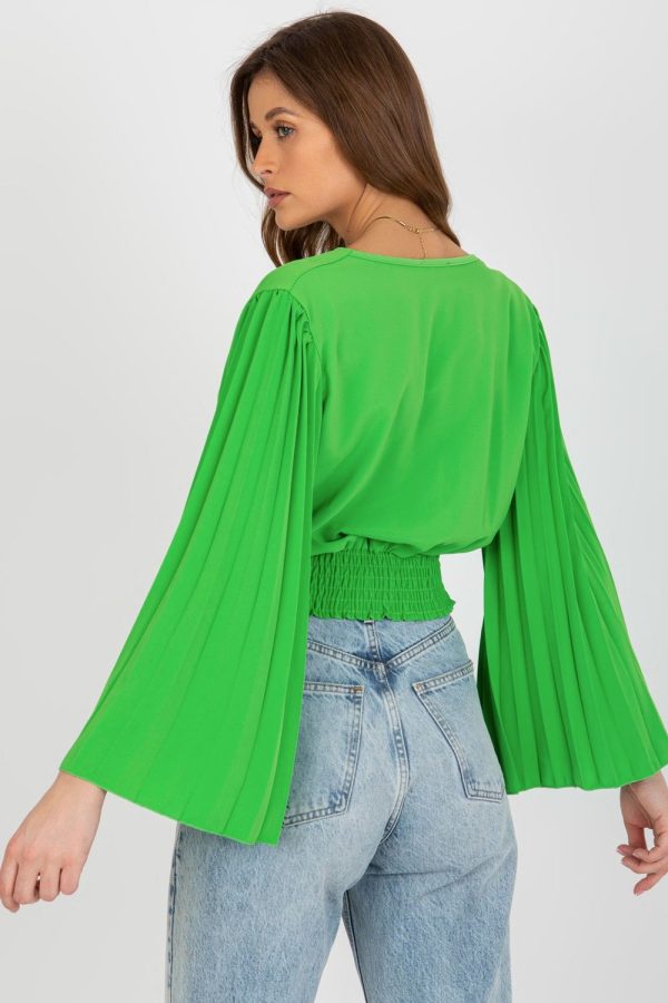 Green Blouse in Women`s Blouses, Tunics with Spandex and Polyester