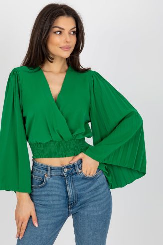 Green Blouse in Women`s Blouses, Tunics with Spandex and Polyester