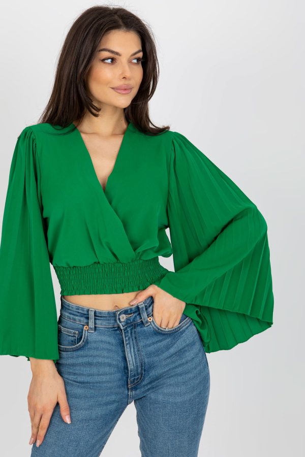 Green Blouse in Women`s Blouses, Tunics with Spandex and Polyester
