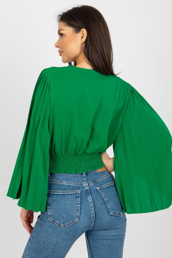 Green Blouse in Women`s Blouses, Tunics with Spandex and Polyester