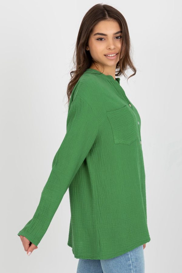 Green Blouse in Women`s Blouses, Tunics with Cotton