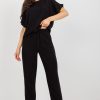 Black Set in Pants, Trousers, Shorts with Cotton, Len and Viscose