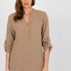 Beige Blouse in Women`s Blouses, Tunics with Cotton, Len and Viscose