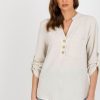 Beige Blouse in Women`s Blouses, Tunics with Cotton, Len and Viscose