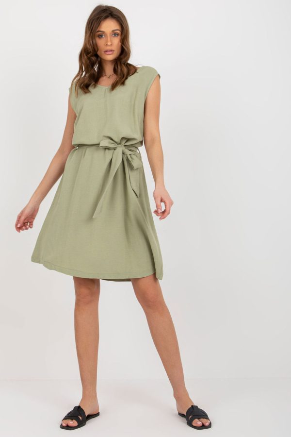 Green Daydress in Day Dresses with Cotton, Len and Viscose
