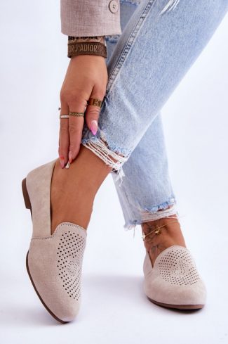 Beige Mocassin in Moccasins, Loafers with Fabric, Footbed and Heel Height