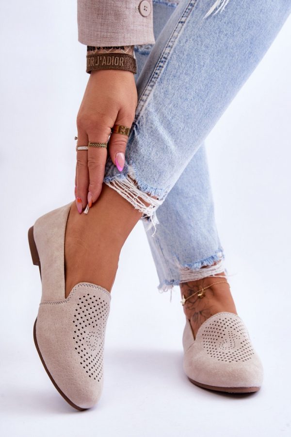 Beige Mocassin in Moccasins, Loafers with Fabric, Footbed and Heel Height