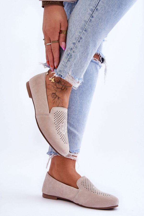 Beige Mocassin in Moccasins, Loafers with Fabric, Footbed and Heel Height