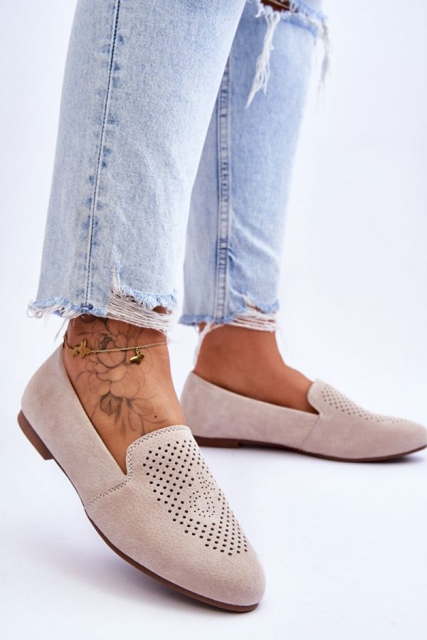 Beige Mocassin in Moccasins, Loafers with Fabric, Footbed and Heel Height